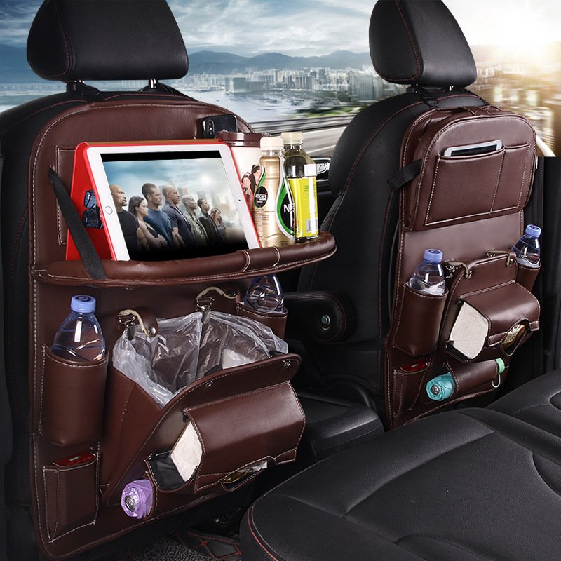 PU leather seat-back storage bag